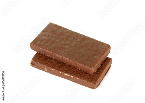 Chocolate wafer isolated on the white background