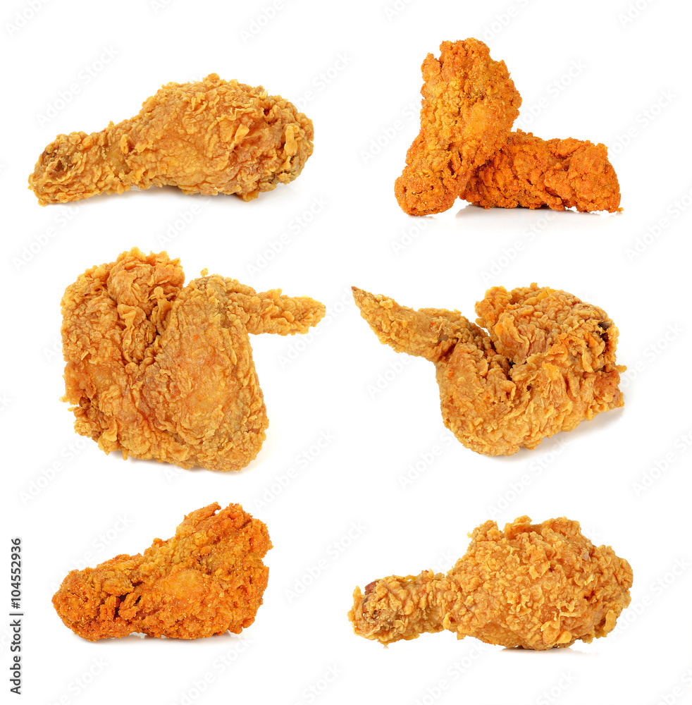 Fried chicken isolated on the white background Fried chicken isolated on the white background