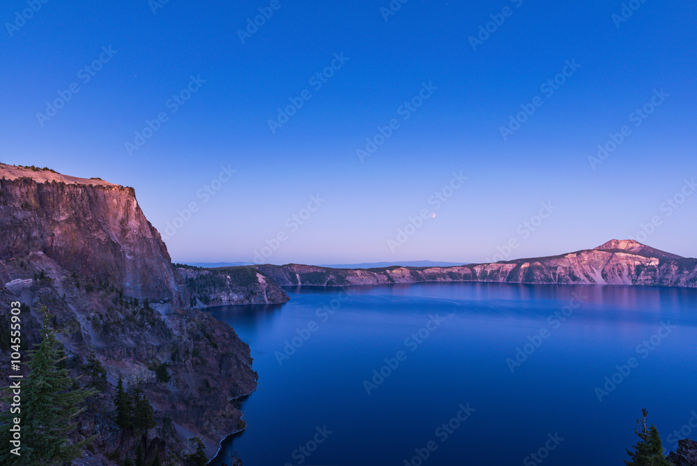 scenic view at dusk in Crater lake National park,Oregon,usa. scenic view at dusk in Crater lake National park,Oregon,usa.