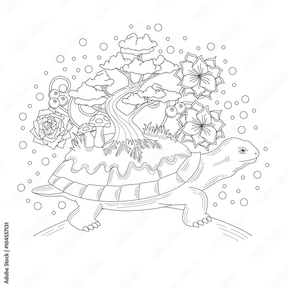 Fototapeta premium Tortoise coloring book illustration