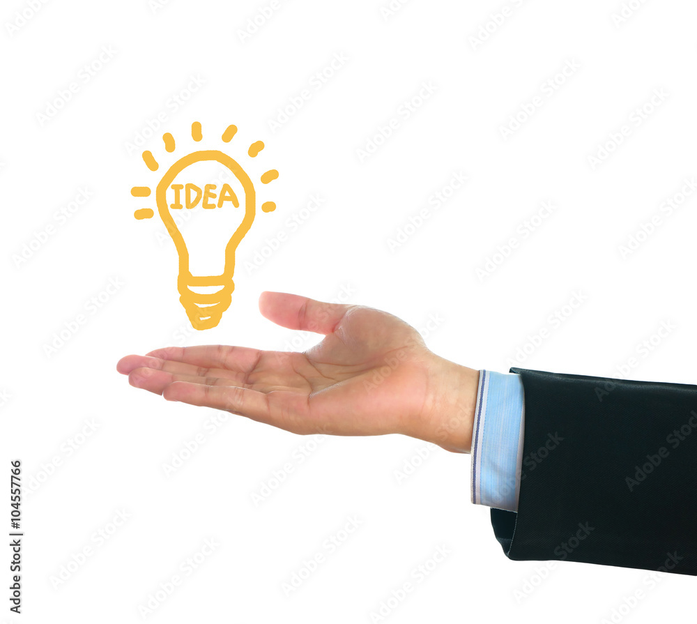 male hand holding writing lamp on white background, idea concept. male hand holding writing lamp on white background, idea concept.