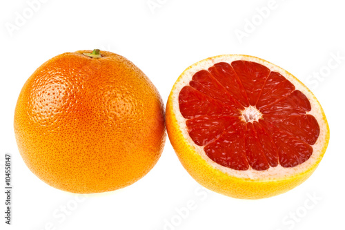 Grapefruit with half isolated on white background