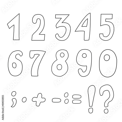 Set of cartoon contour numbers