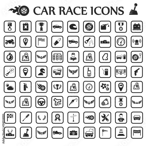 car race icon set