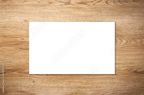 Cuadro en lienzo white blank name card on wooden background