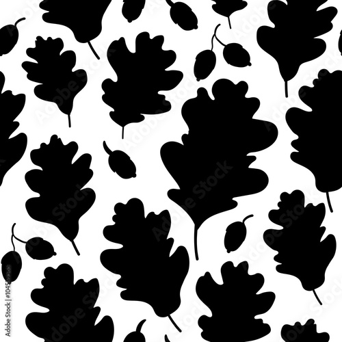 Seamless pattern with oak leaves and acorns