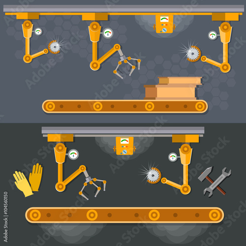 Conveyor banners automation of labor manipulators