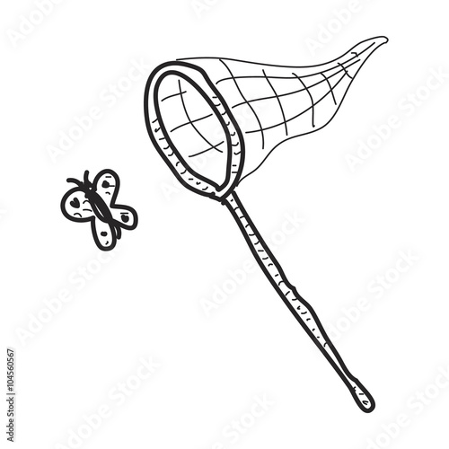 Simple doodle of a butterfly net