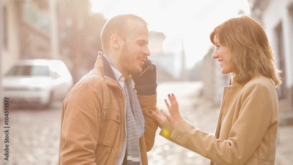 Couple having a good time outdoors. Couple having a good time outdoors.