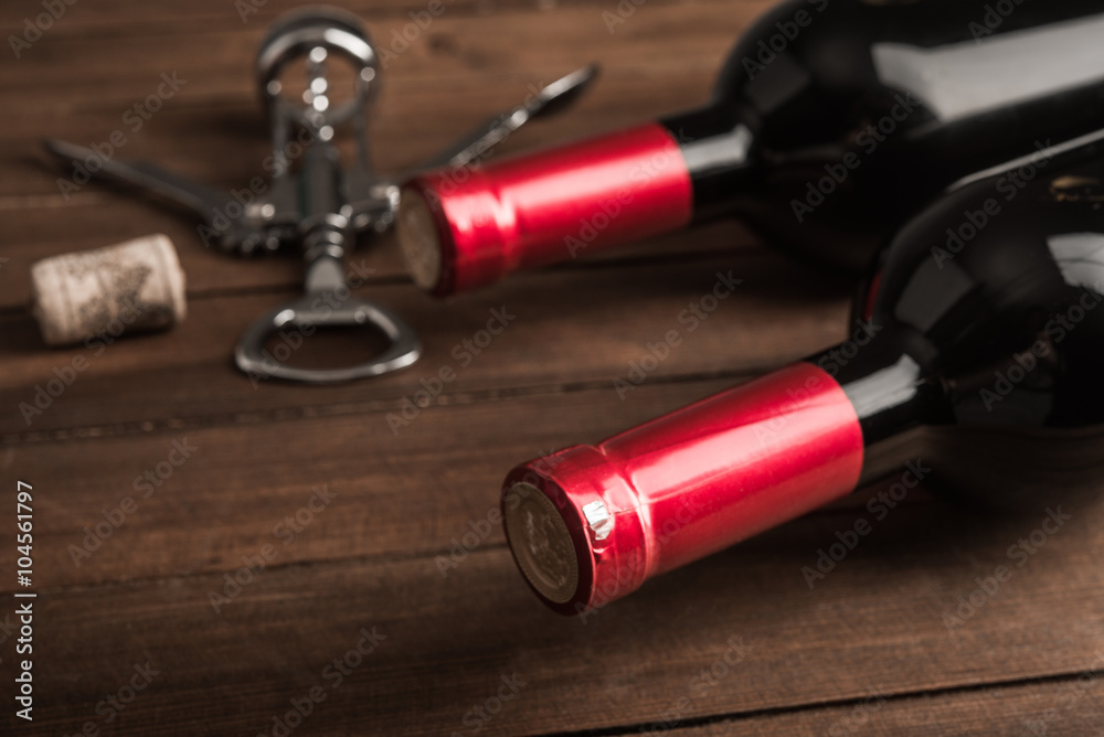 wine and metal corkscrew