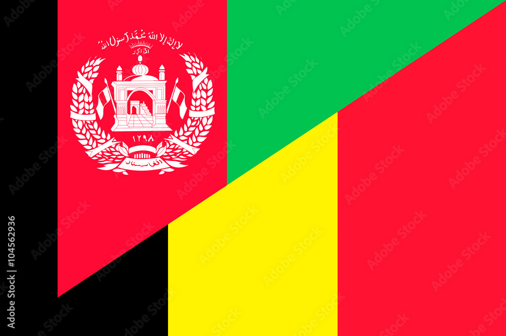 Naklejka premium Waving flag of Belgium and Afghanistan 