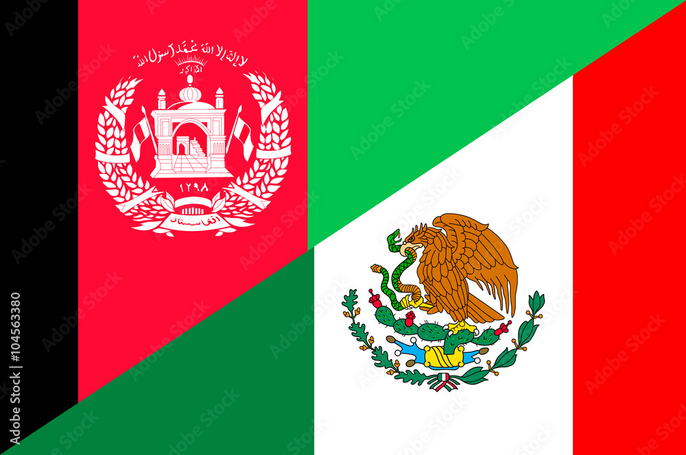 Obraz premium Waving flag of Mexico and Afghanistan