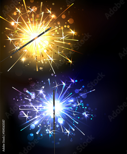 yellow and blue sparkler