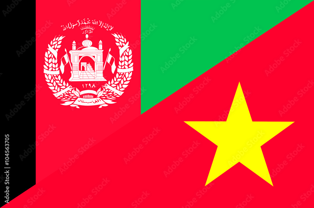 Fototapeta premium Waving flag of Vietnam and Afghanistan 