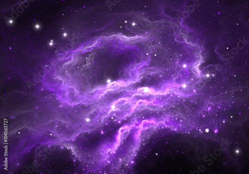 Fototapeta Naklejka Na Ścianę i Meble -  Purple nebula and stars. Space background