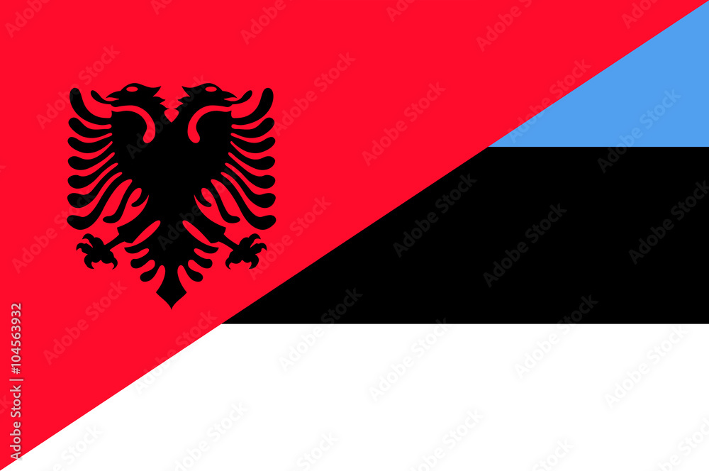 Obraz premium Waving flag of Estonia and Albania 
