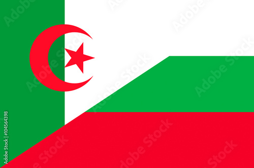 Waving flag of Bulgaria and Algeria 