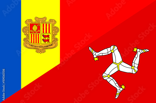 Waving flag of Isle of man and Andora 