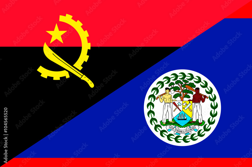 Obraz premium Waving flag of Belize and Angola