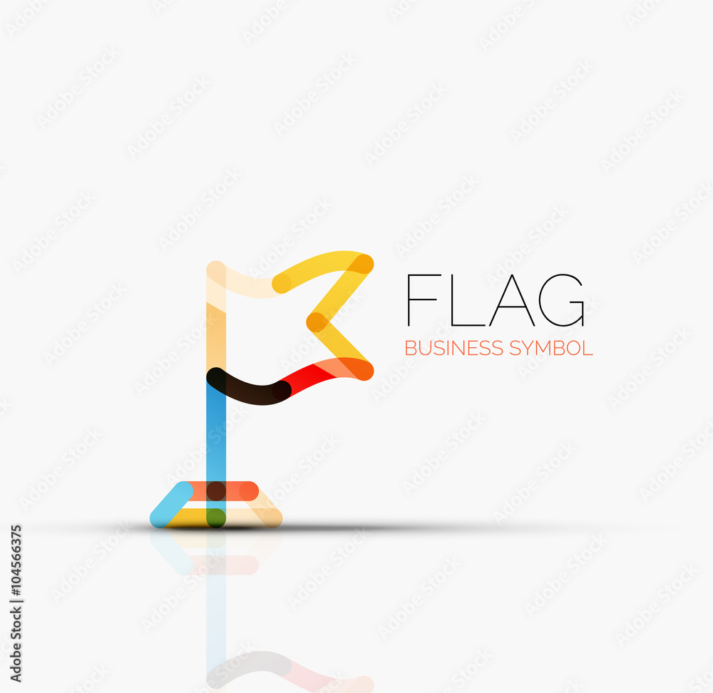 Fototapeta premium Logo flag, abstract linear geometric business icon