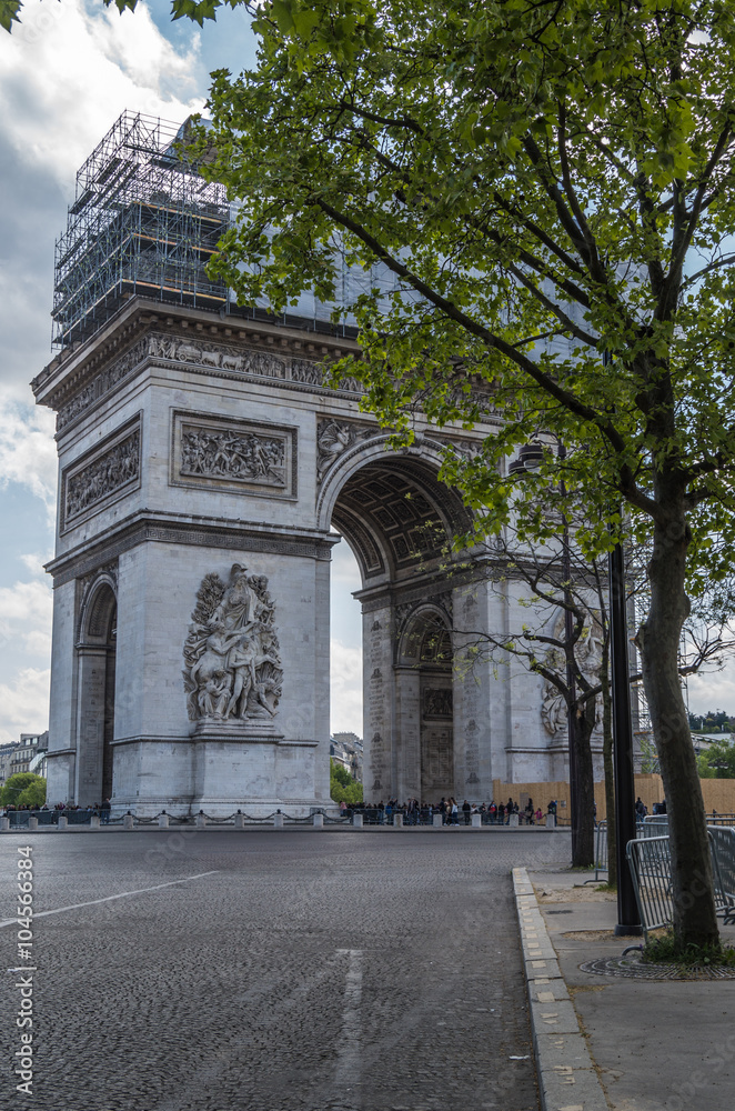 Paris France 20 April 2014 The Arc de Triomphe is one of the most famous monuments in Paris Paris France 20 April 2014 The Arc de Triomphe is one of the most famous monuments in Paris