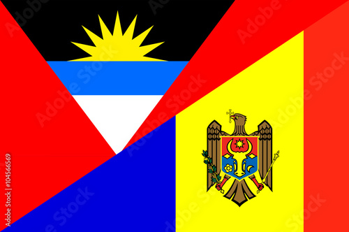 Waving flag of Moldavia and Antigua and Barbuda