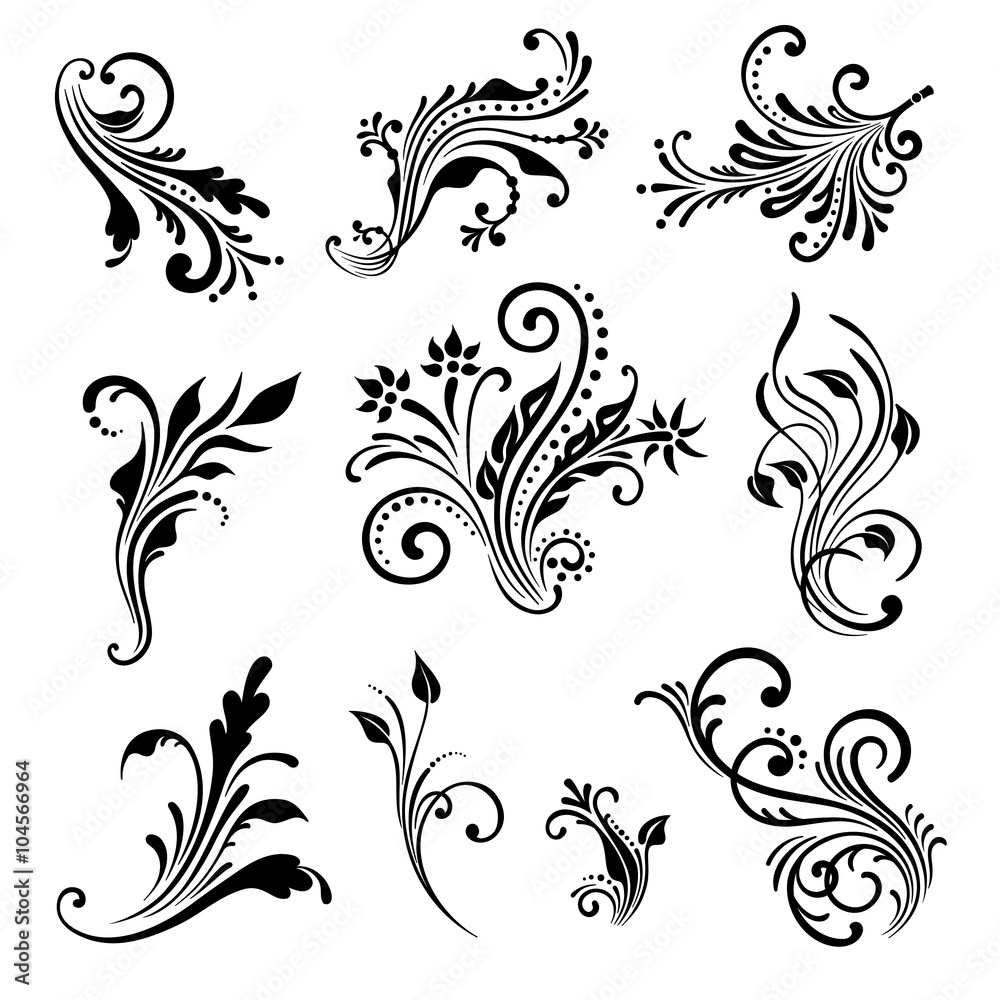 Vector set of vintage decorative elements. Stock Vector | Adobe Stock