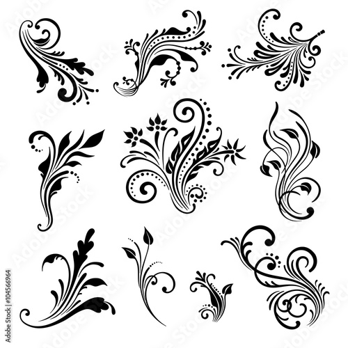 Vector set of vintage decorative elements.