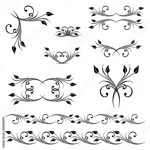 Vector set of borders, decorative elements.
