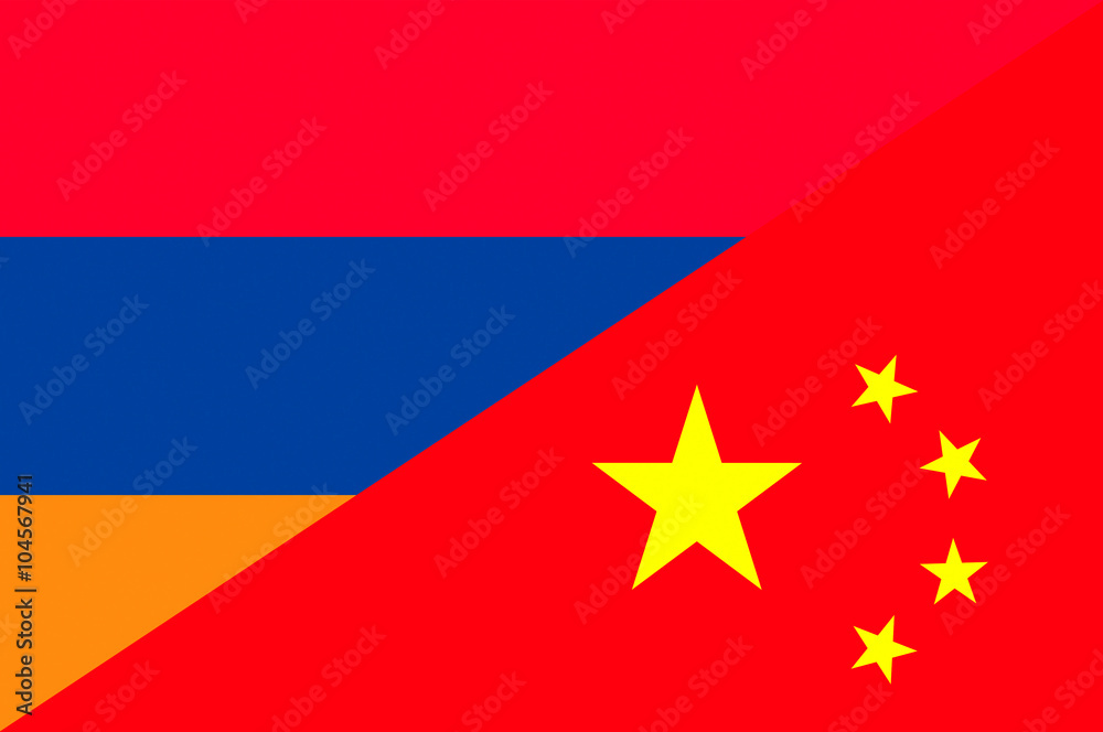 Waving flag of China and Armenia Waving flag of China and Armenia