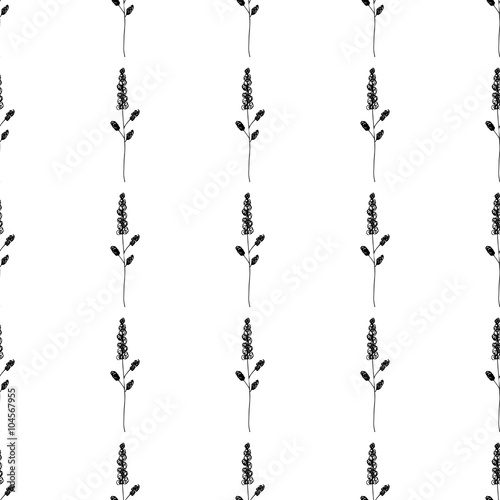 Abstract vector seamless floral black white background of hand drawn lines. Floral pattern