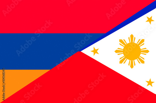 Waving flag of Philippines and Armenia 