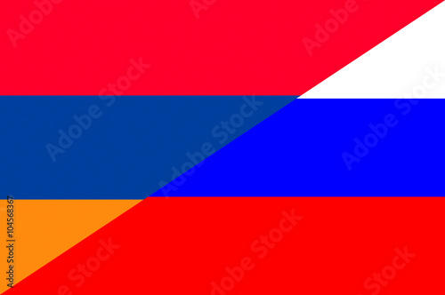 Waving flag of Russia and Armenia 