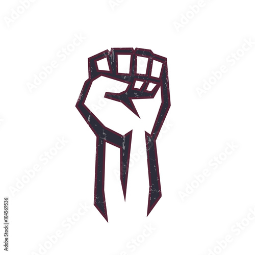fist held high in protest, fist logo element, protest sign with fist on white, vector illustration