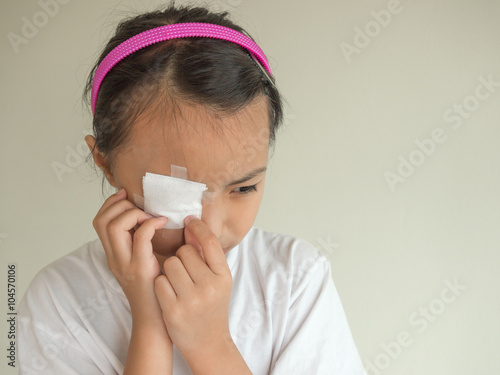 Medicine plaster patch on children injury wound eye