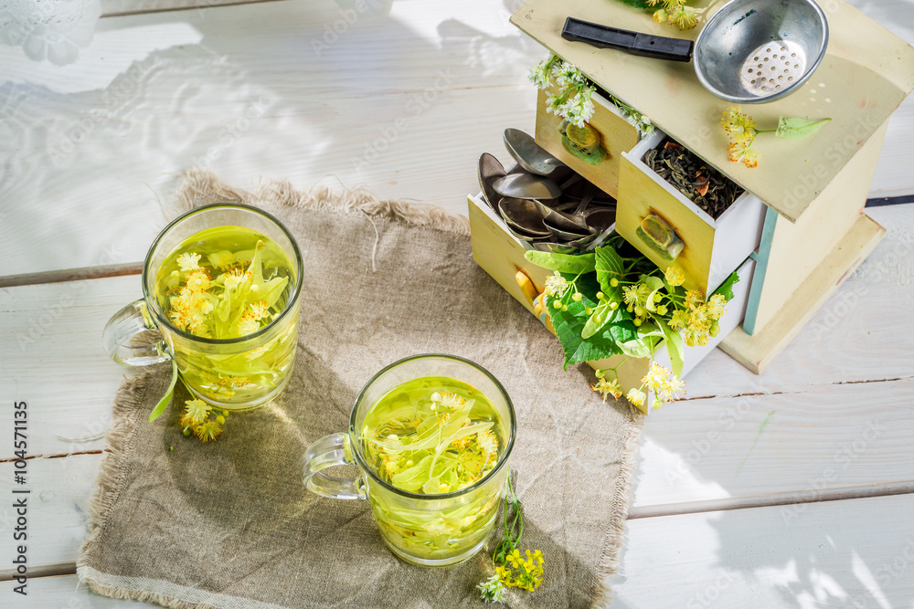 Healthy linden tea with honey for flu Healthy linden tea with honey for flu