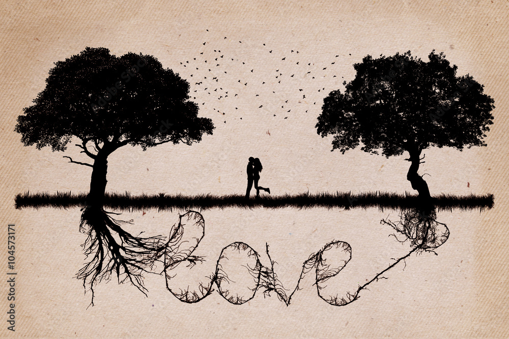 How to draw love tree with boyfriend and girlfriend, Step By Step 
