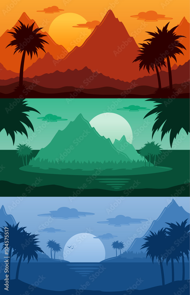 Tropical landscapes vector illustration