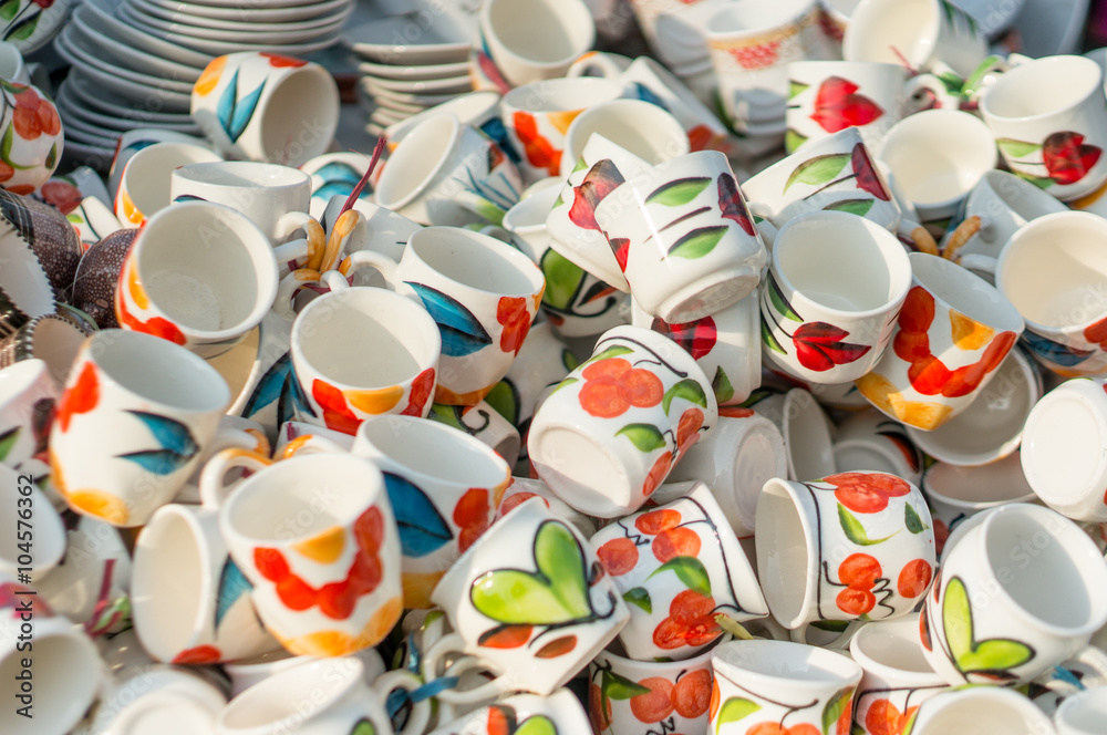 Ceramic mugs colorful