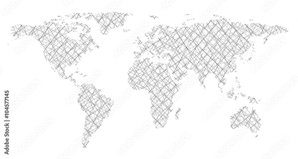 Fototapeta World map in form intersecting lines