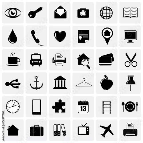 Collection of basic office universal icons. Vector art.