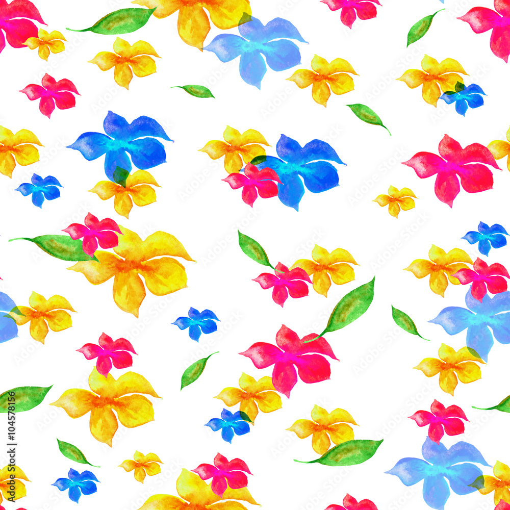 Obraz premium Multicolored flowers watercolor pattern