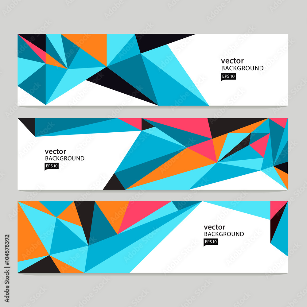 Abstract banner header set Abstract colorful geometric polygonal background  stock-vector 10 eps
