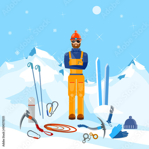 Climber winter holidays mountain and adventure