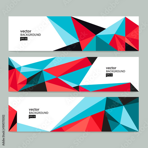 Abstract banner header set Abstract colorful geometric polygonal background  stock-vector 10 eps