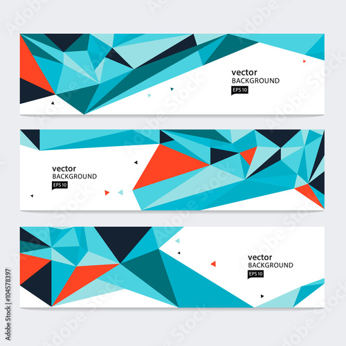 Abstract banner header set Abstract colorful geometric polygonal background  stock-vector 10 eps