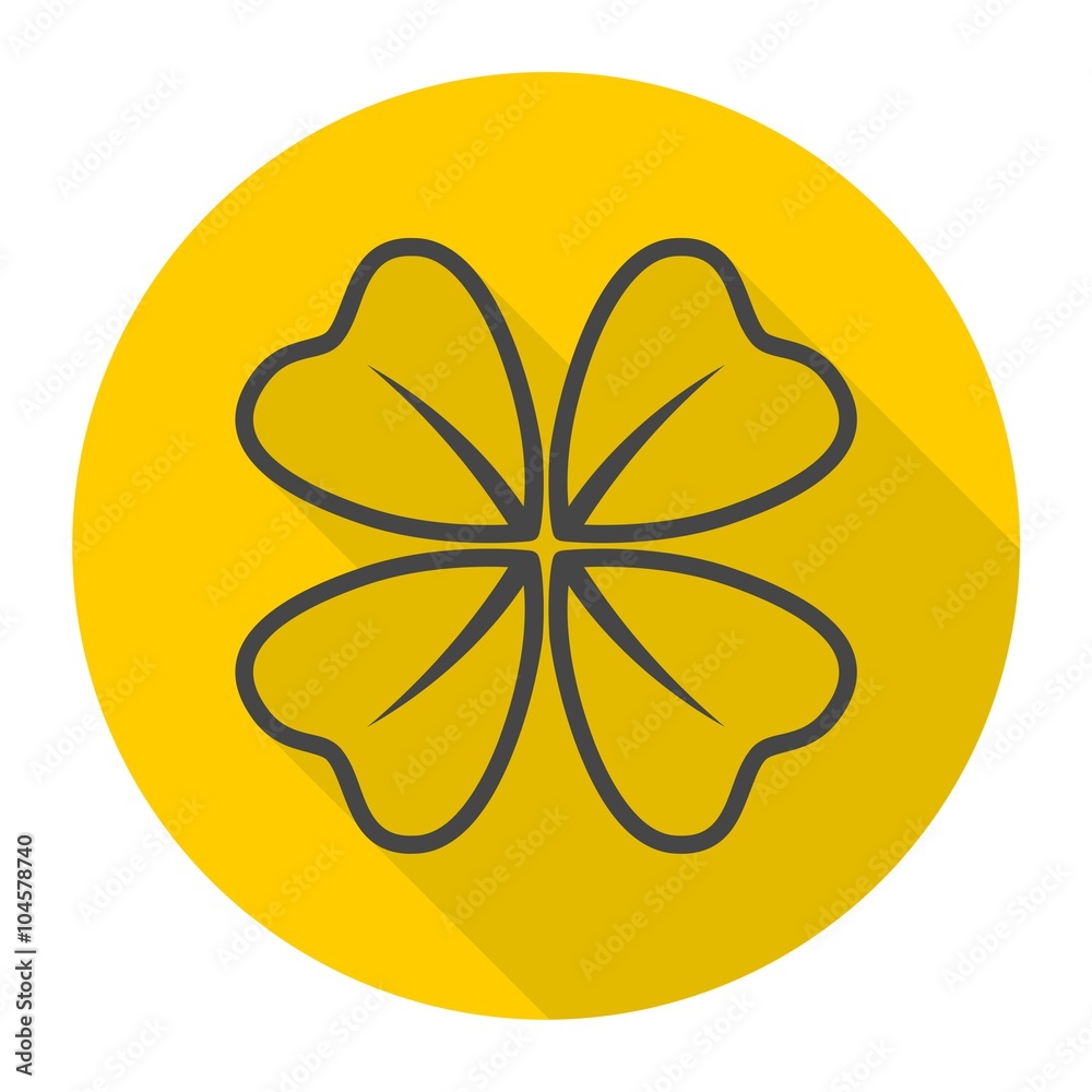 Four Leaf Clover icon with long shadow Four Leaf Clover icon with long shadow