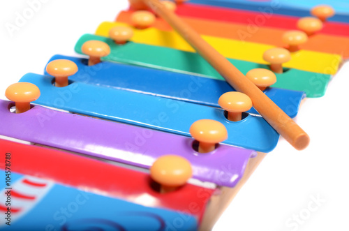 Children's xylophone on white background