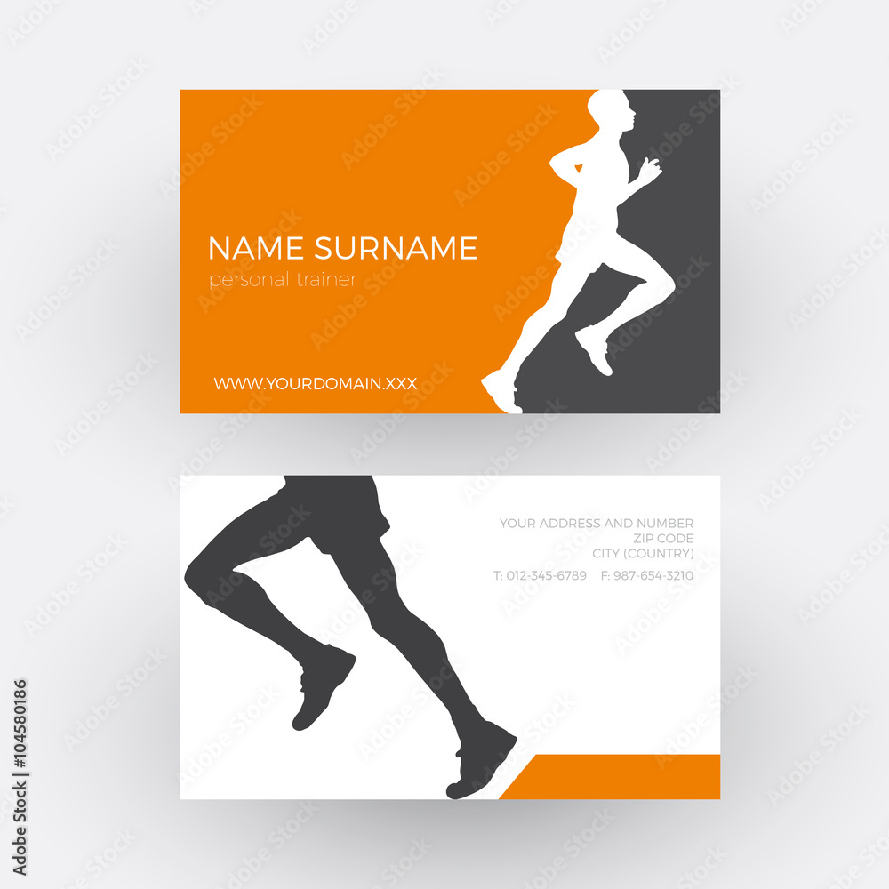 Fotografie Vector abstract runner and personal trainer. Business card