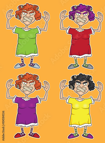 complaining mother in law with retro hairstyle cartoon vector illustration